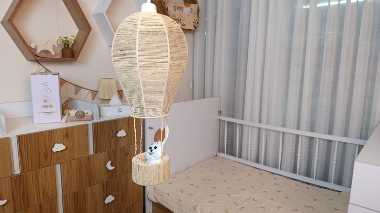 لوستر مکرومه بافی طرح بع بعی رنگ کرم بیسکویتی
