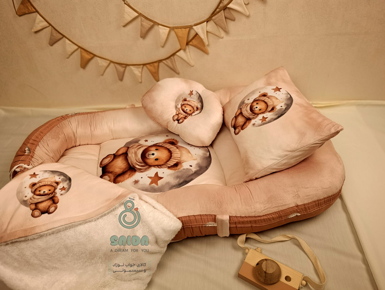 تشک گارددار نوزاد(غلط گیر) طرح خرس و ماه