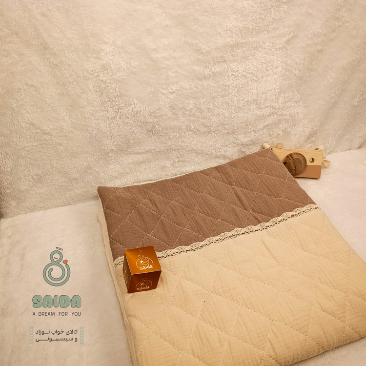 پتو رو انداز نوزاد با پارچه تمام نخ پنبه دوزی شده